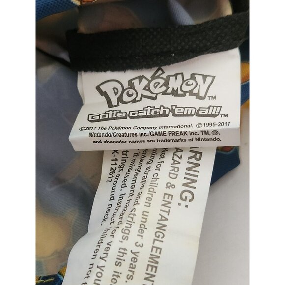 POKEMON PIKACHU Backpack drawstring cinch top bag lightweight blue yellow nylon - Picture 8 of 8